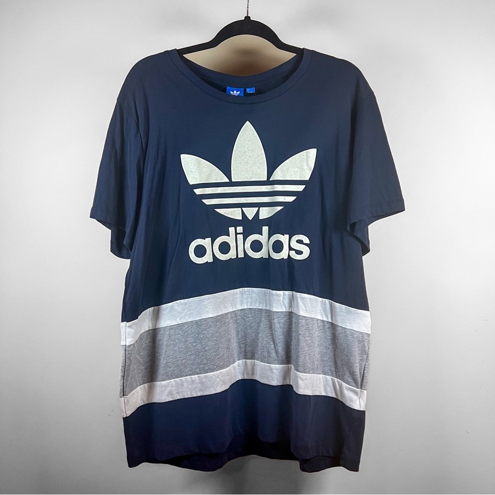 Adidas Navy and Gray Logo T-Shirt